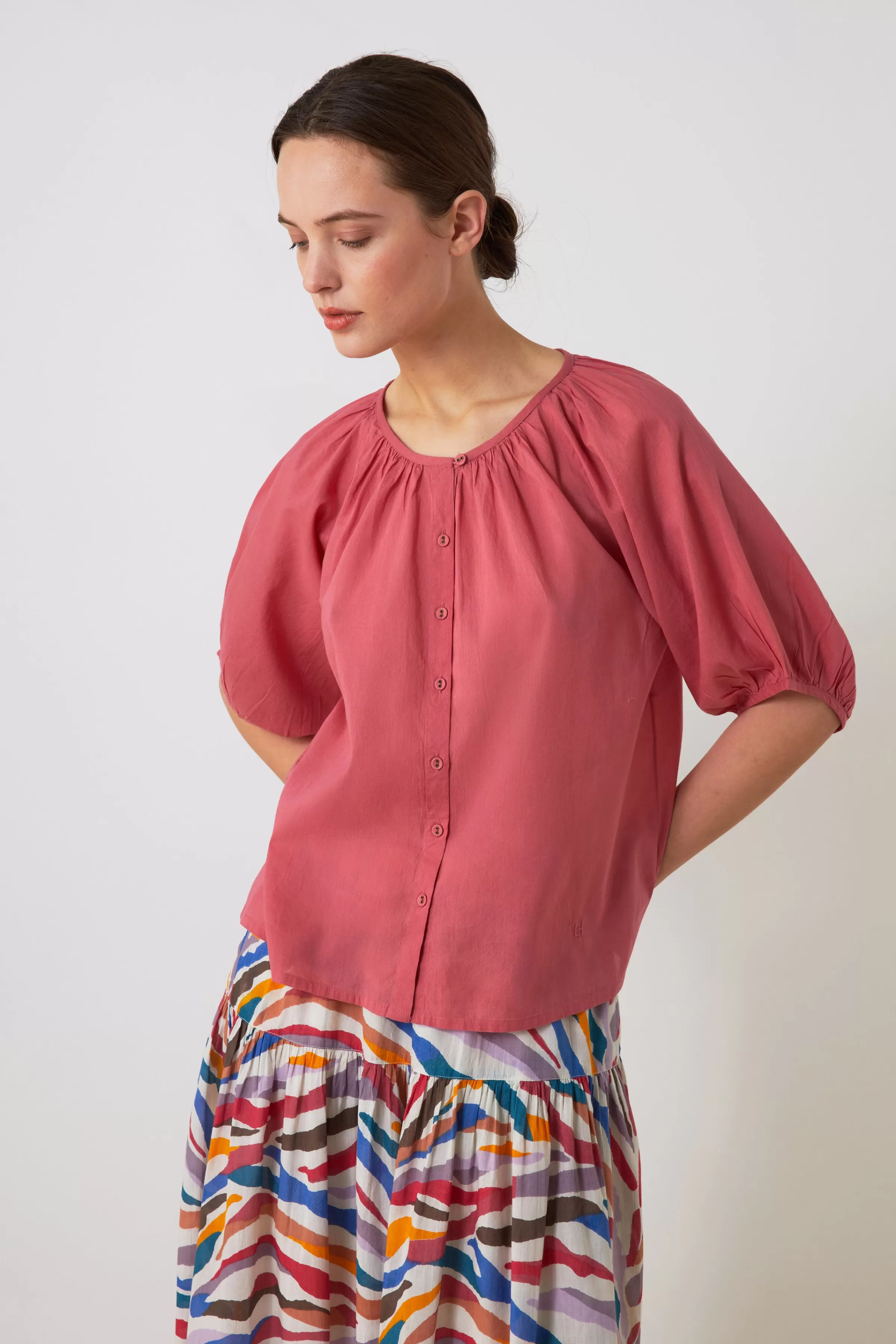 Shop Leon&Harper Blouse Cool Plainy Punch