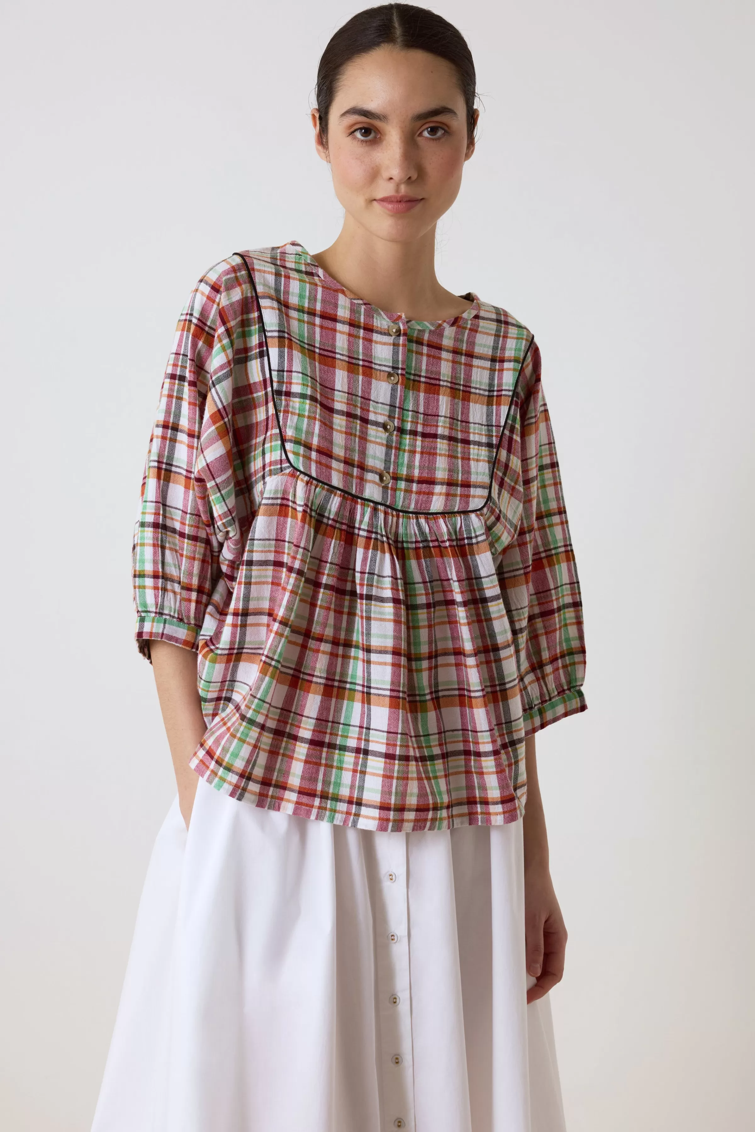 Discount Leon&Harper Blouse Cotty Check Orange