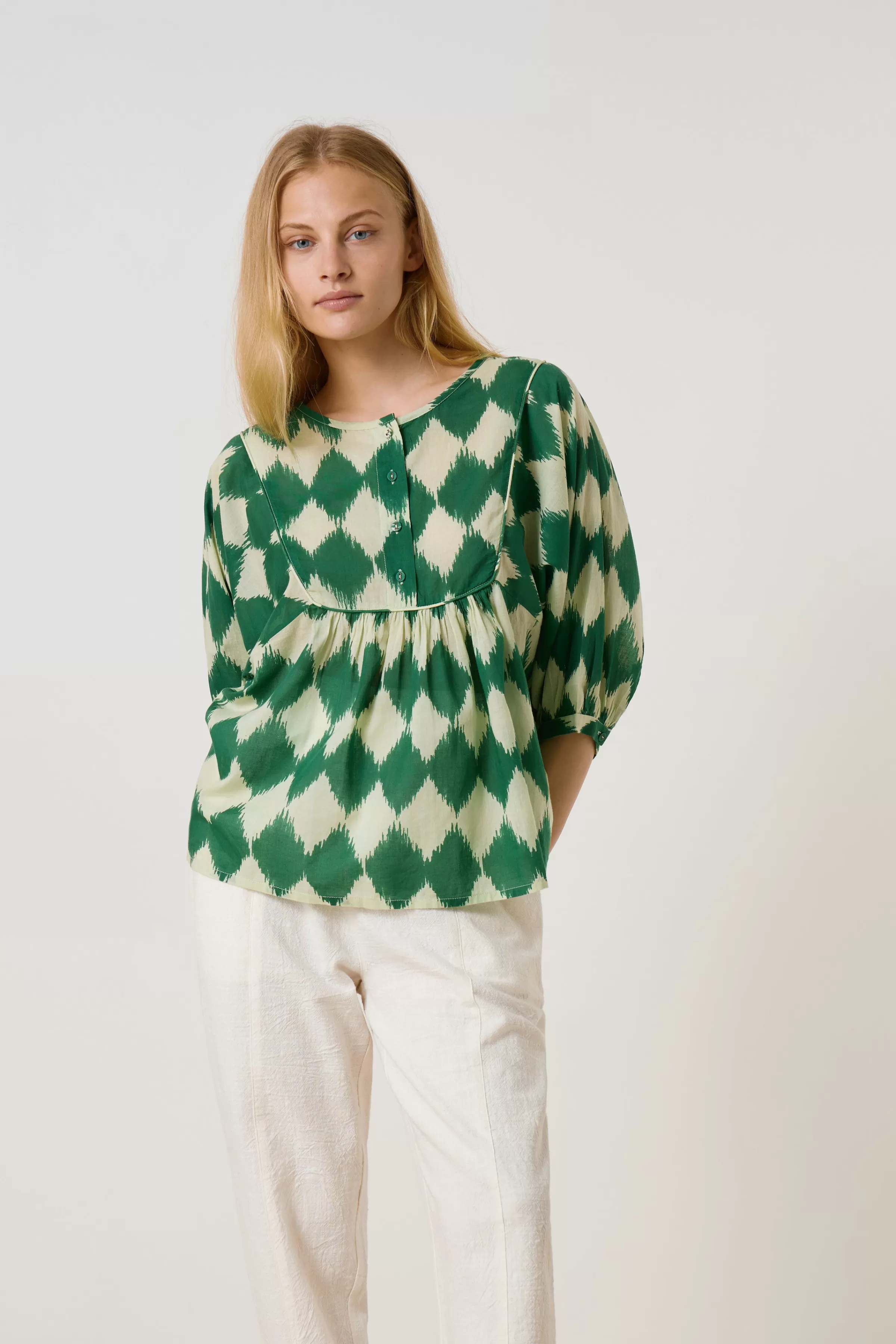 Shop Leon&Harper Blouse Cotty Diam Green