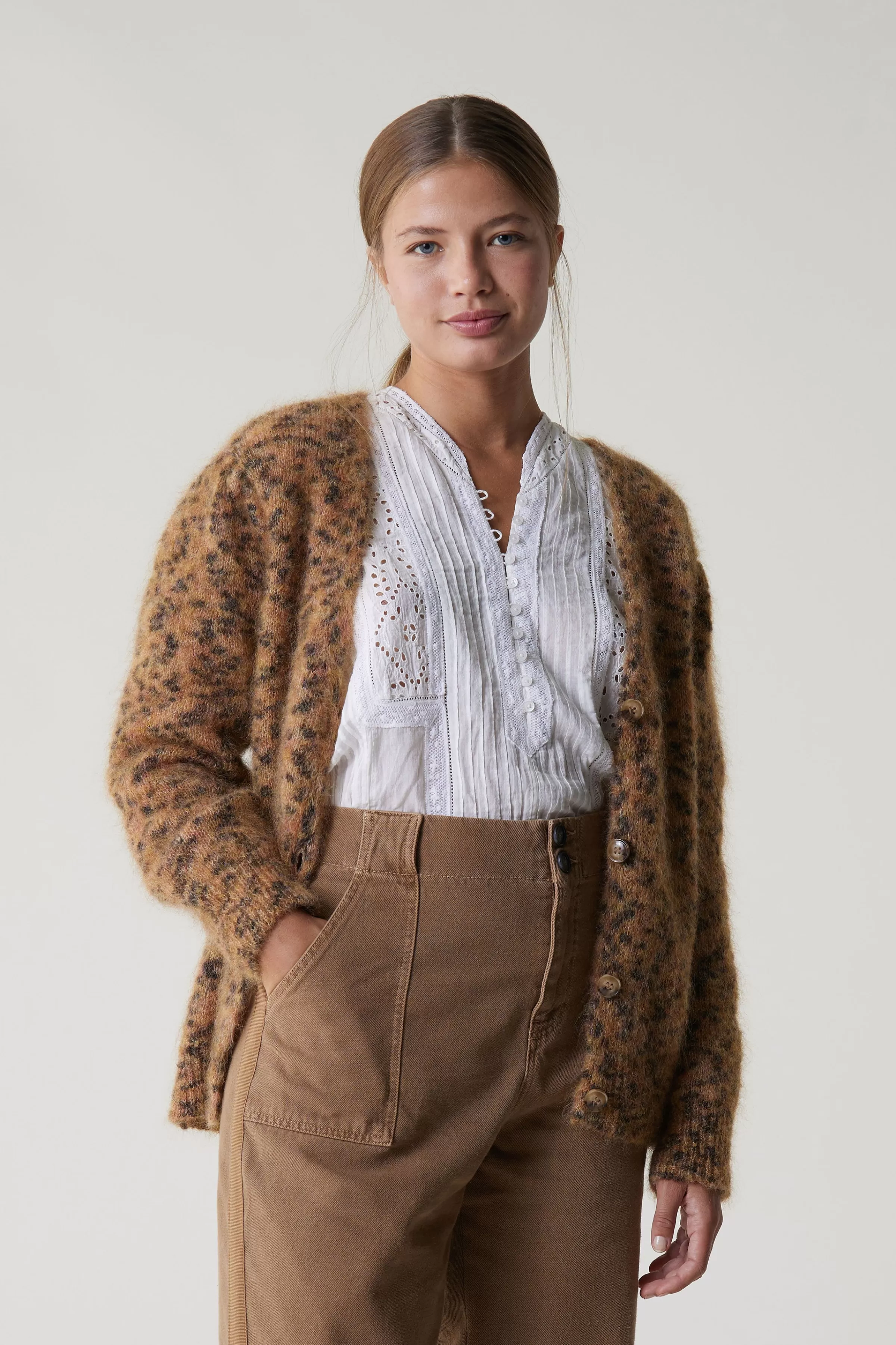 Best Sale Leon&Harper Gilet Marta Leopard Beige