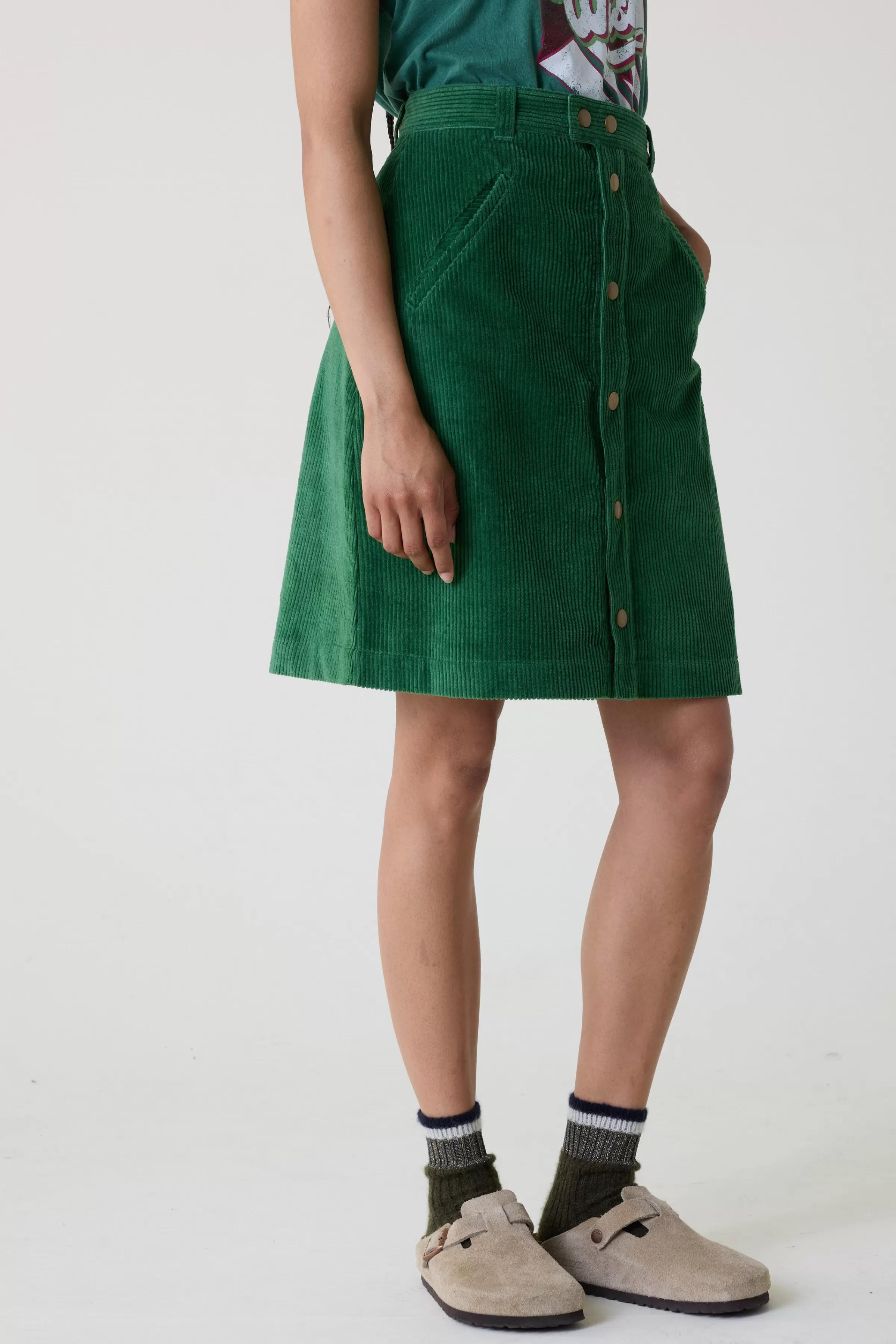 Shop Leon&Harper Jupe Joris Plain Green