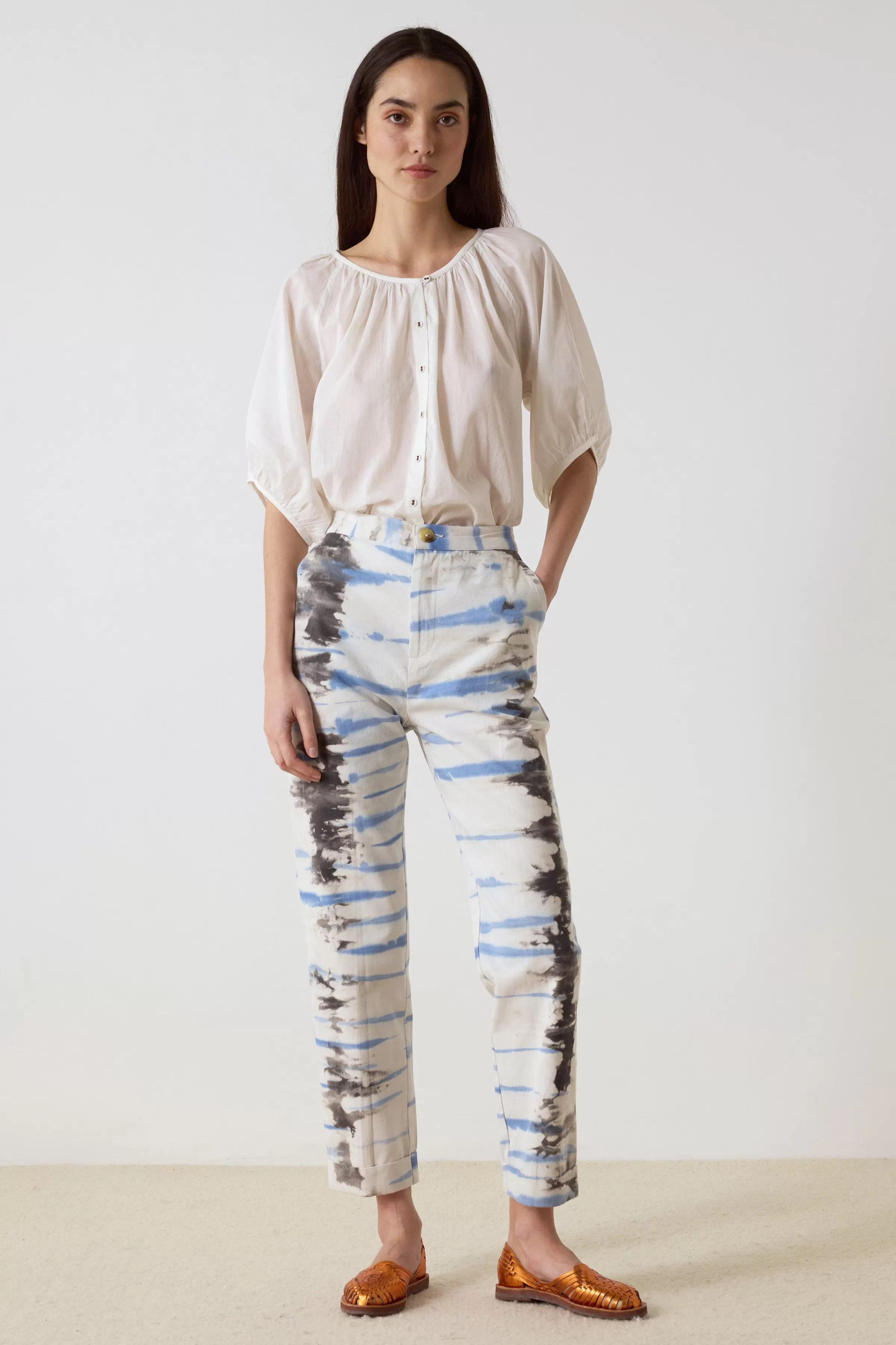 Best Leon&Harper Pantalon Pol Tie & Dye Blue