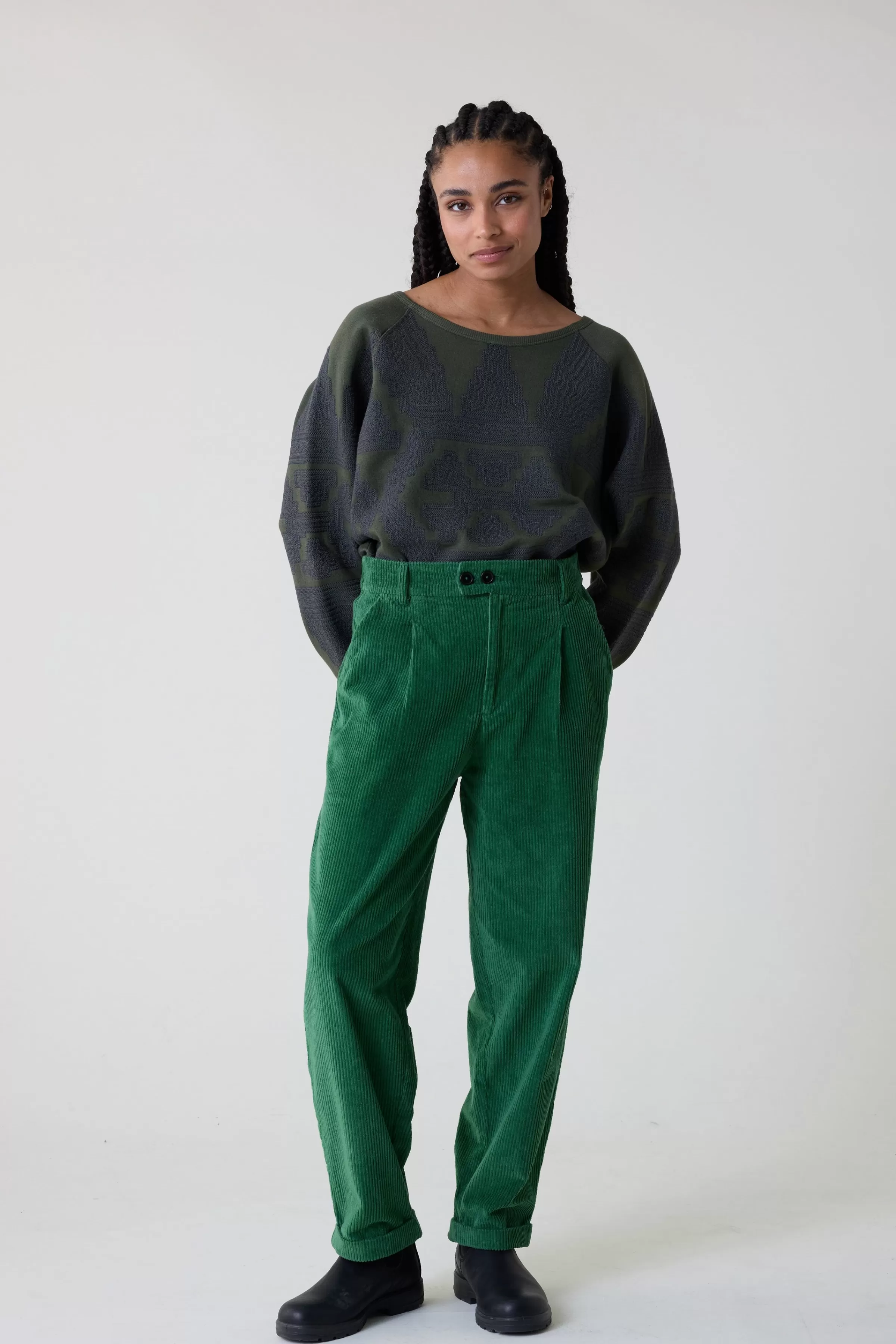 New Leon&Harper Pantalon Prom Plain Green