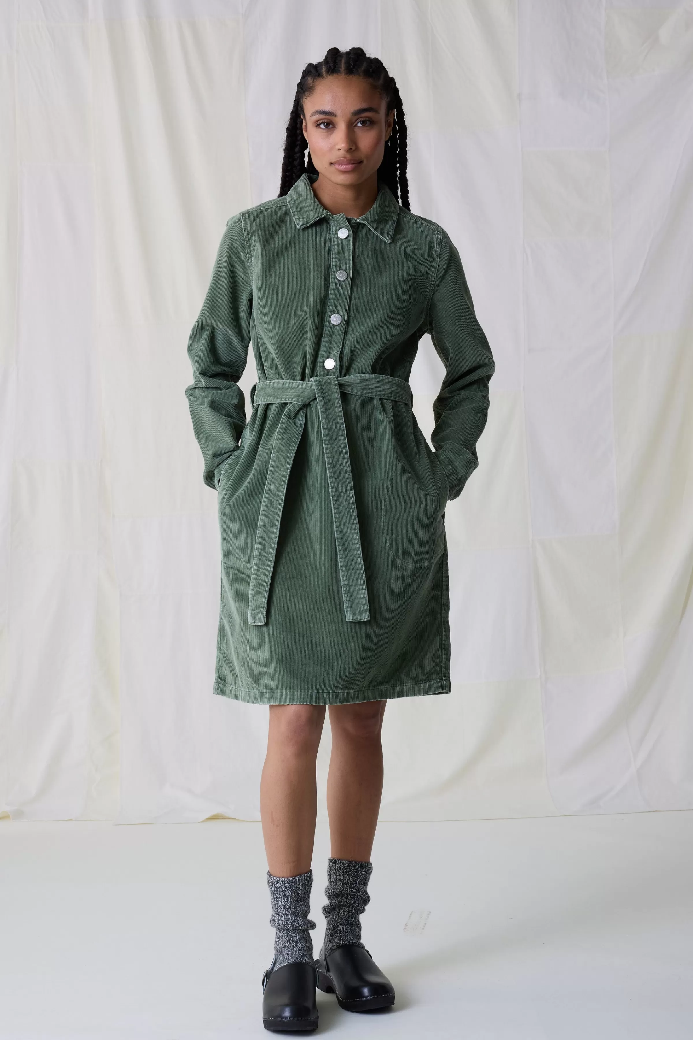 Store Leon&Harper Robe Regna Plain Green