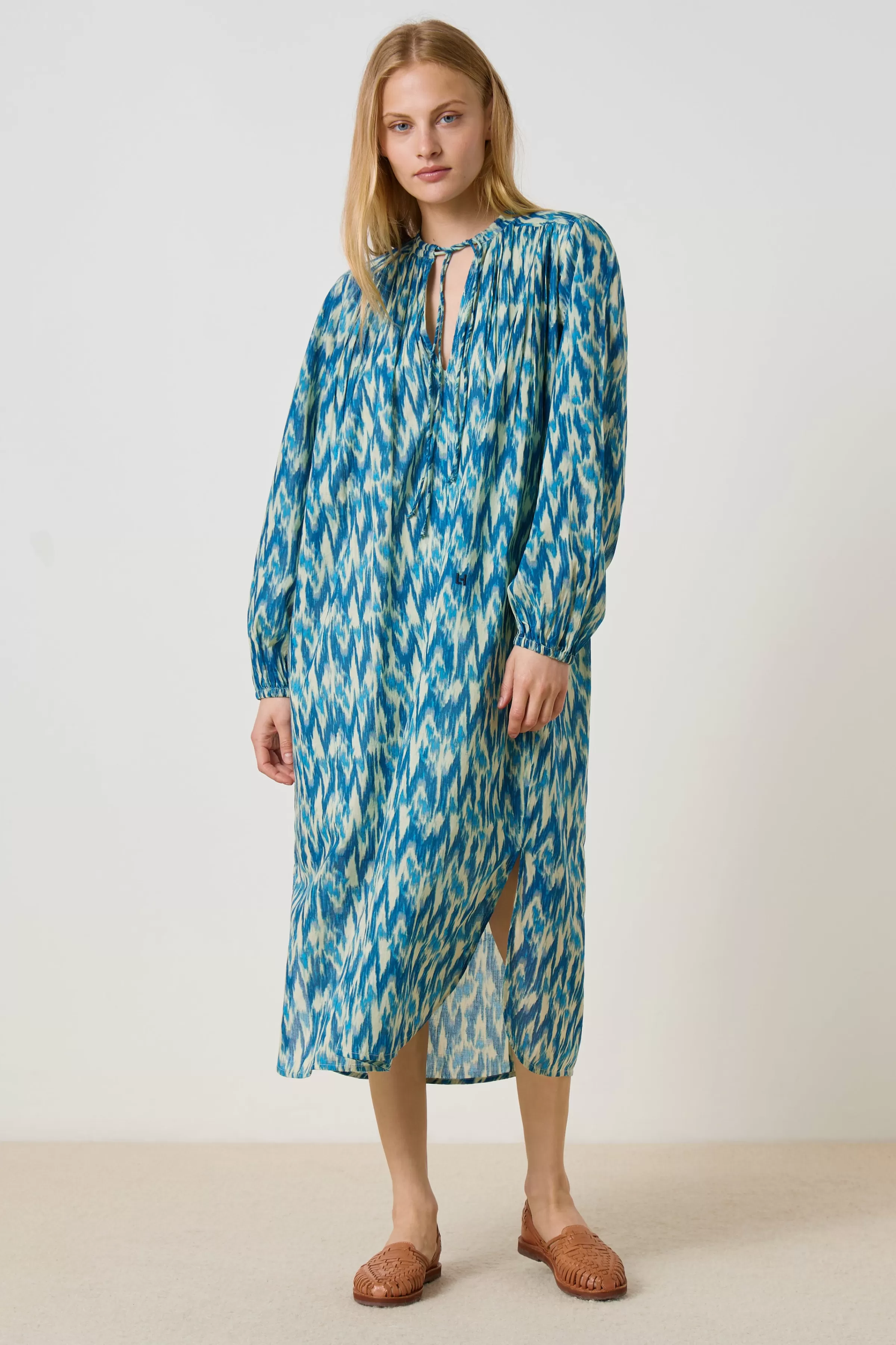 Sale Leon&Harper Robe Rizhom Ikat Blue