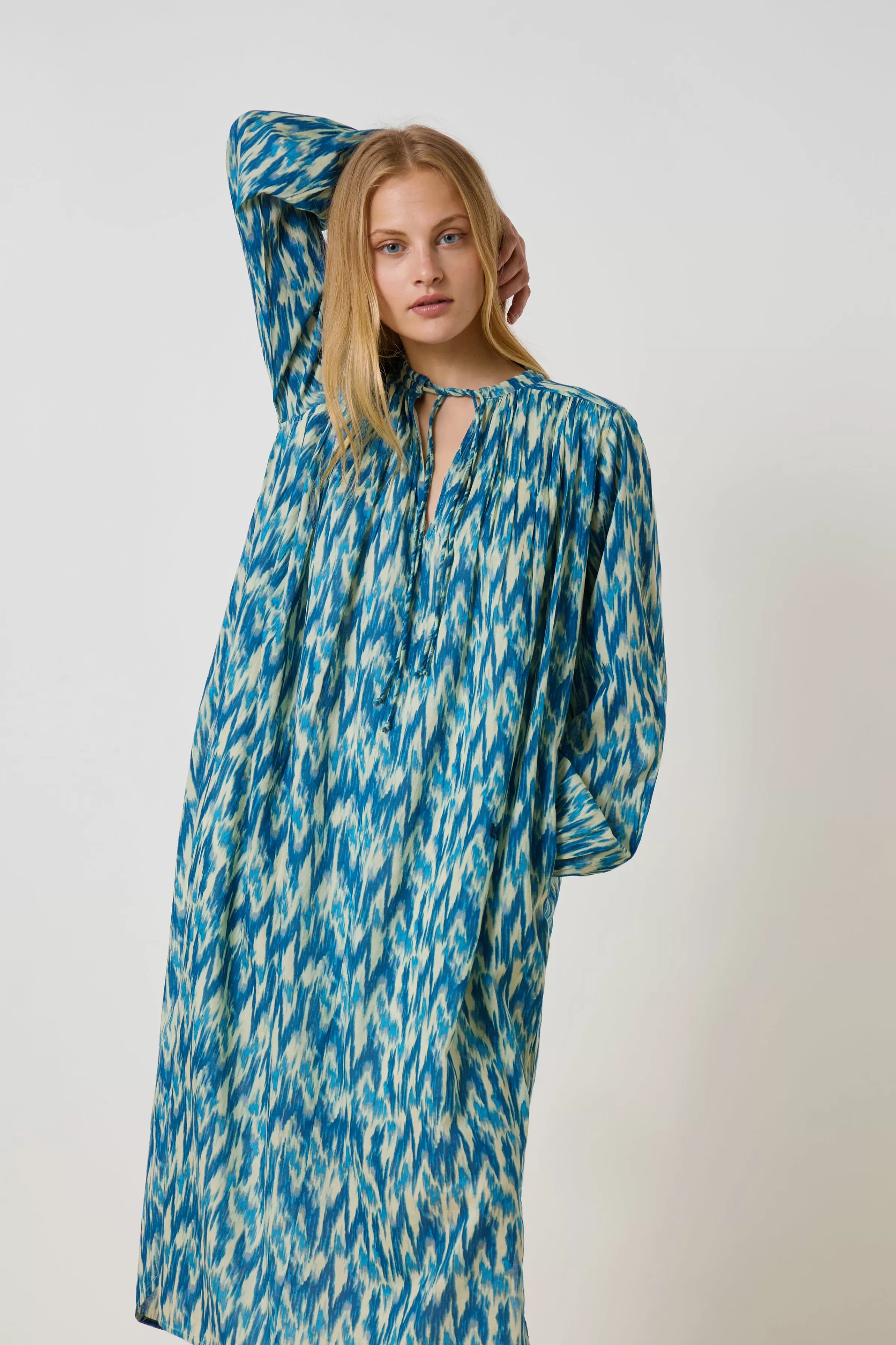 Sale Leon&Harper Robe Rizhom Ikat Blue