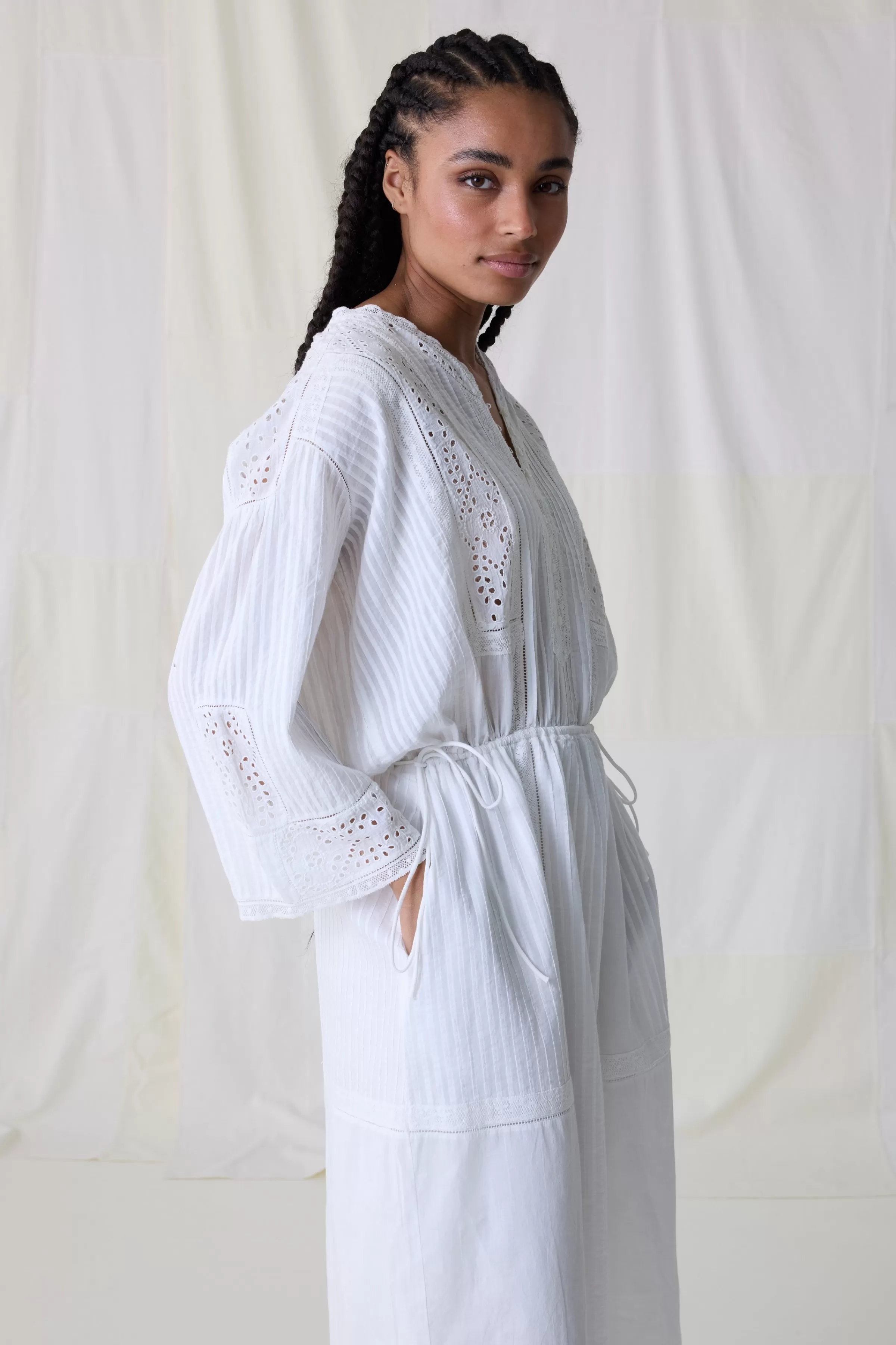 Clearance Leon&Harper Robe Roxy Plain White