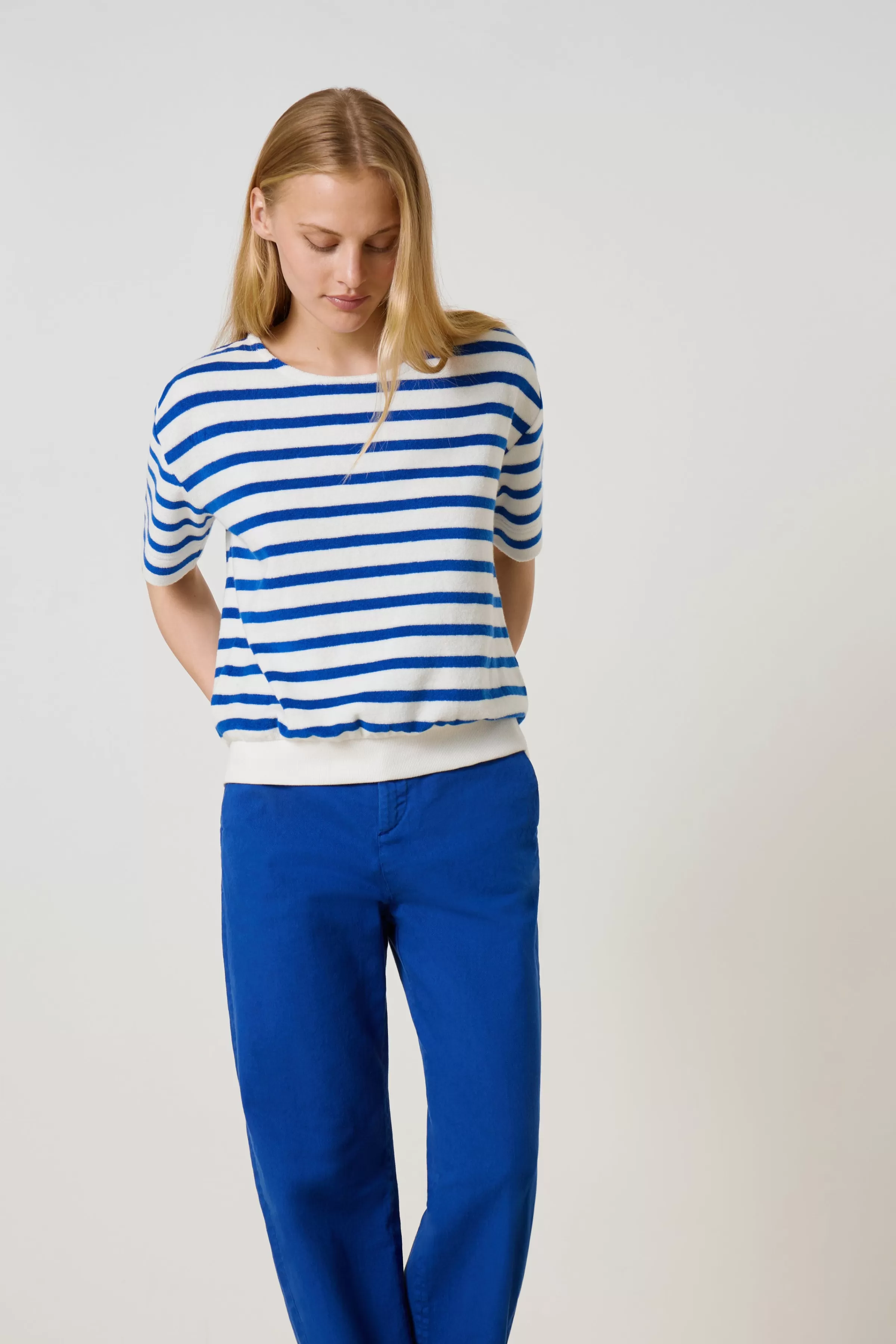 Discount Leon&Harper T-shirt Tina Stripe Blue