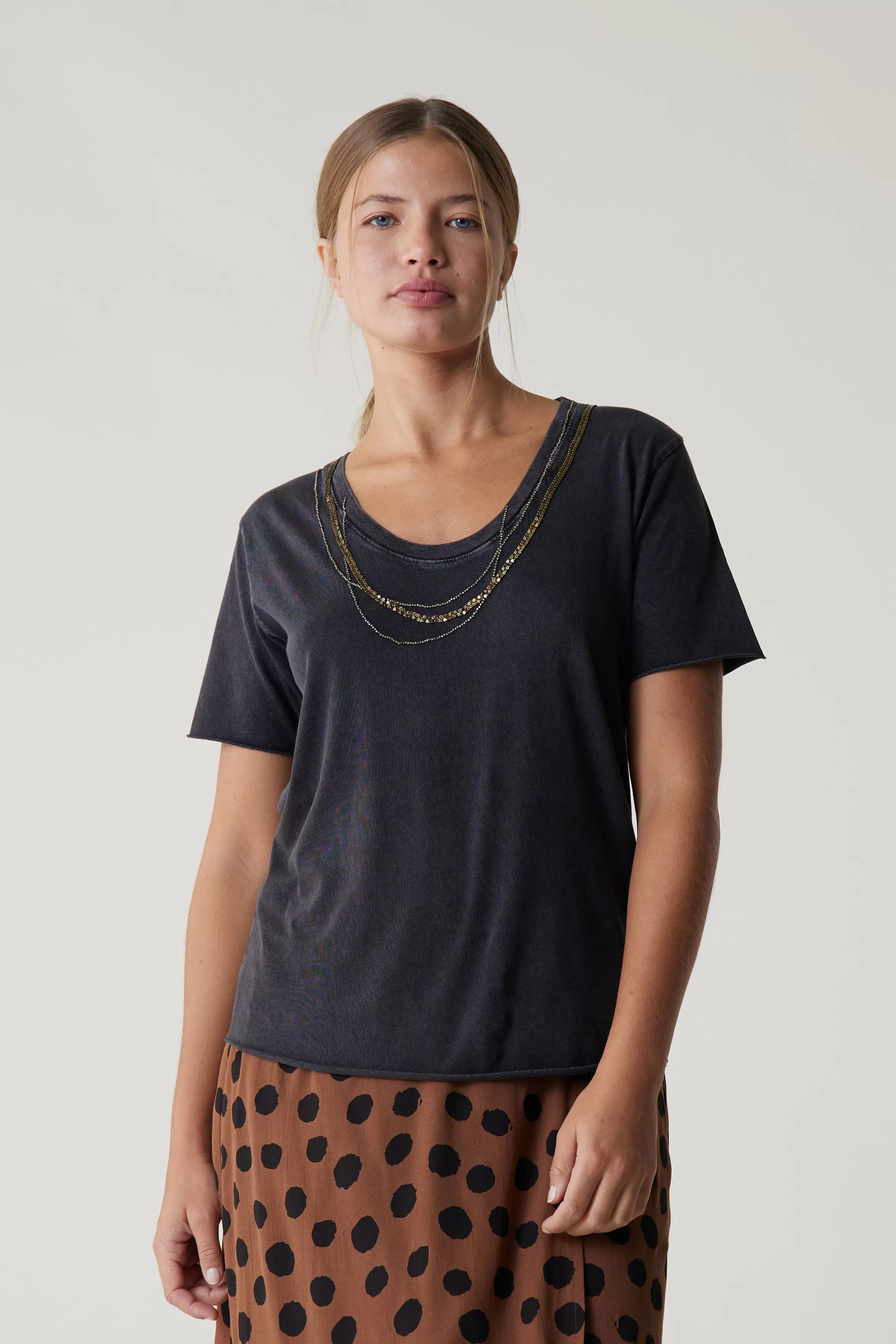 Cheap Leon&Harper Tshirt Tizia Bling Carbone