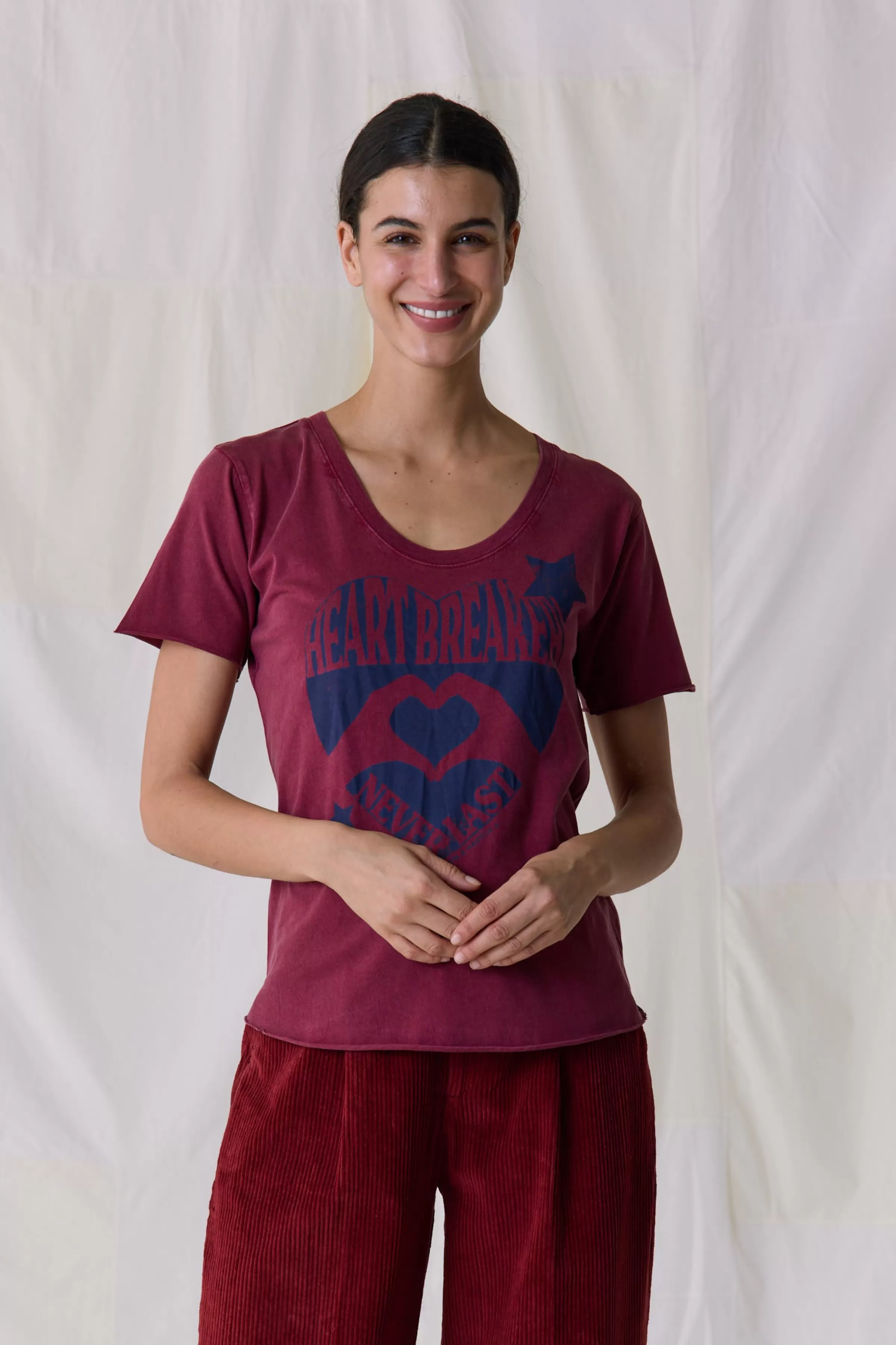 Online Leon&Harper Tshirt Tizia Heart Wine