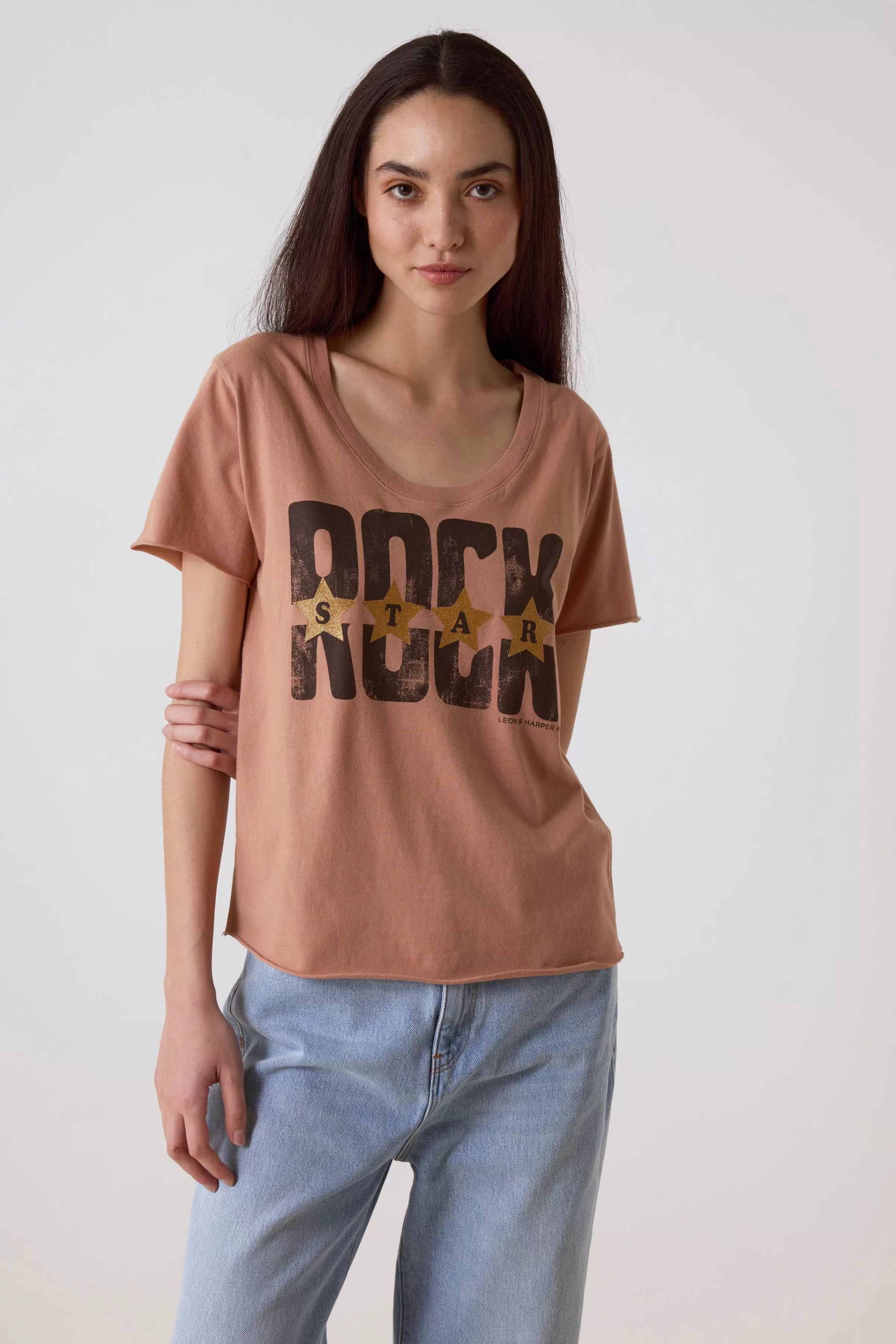 Discount Leon&Harper T-shirt Tizia Stars Peach