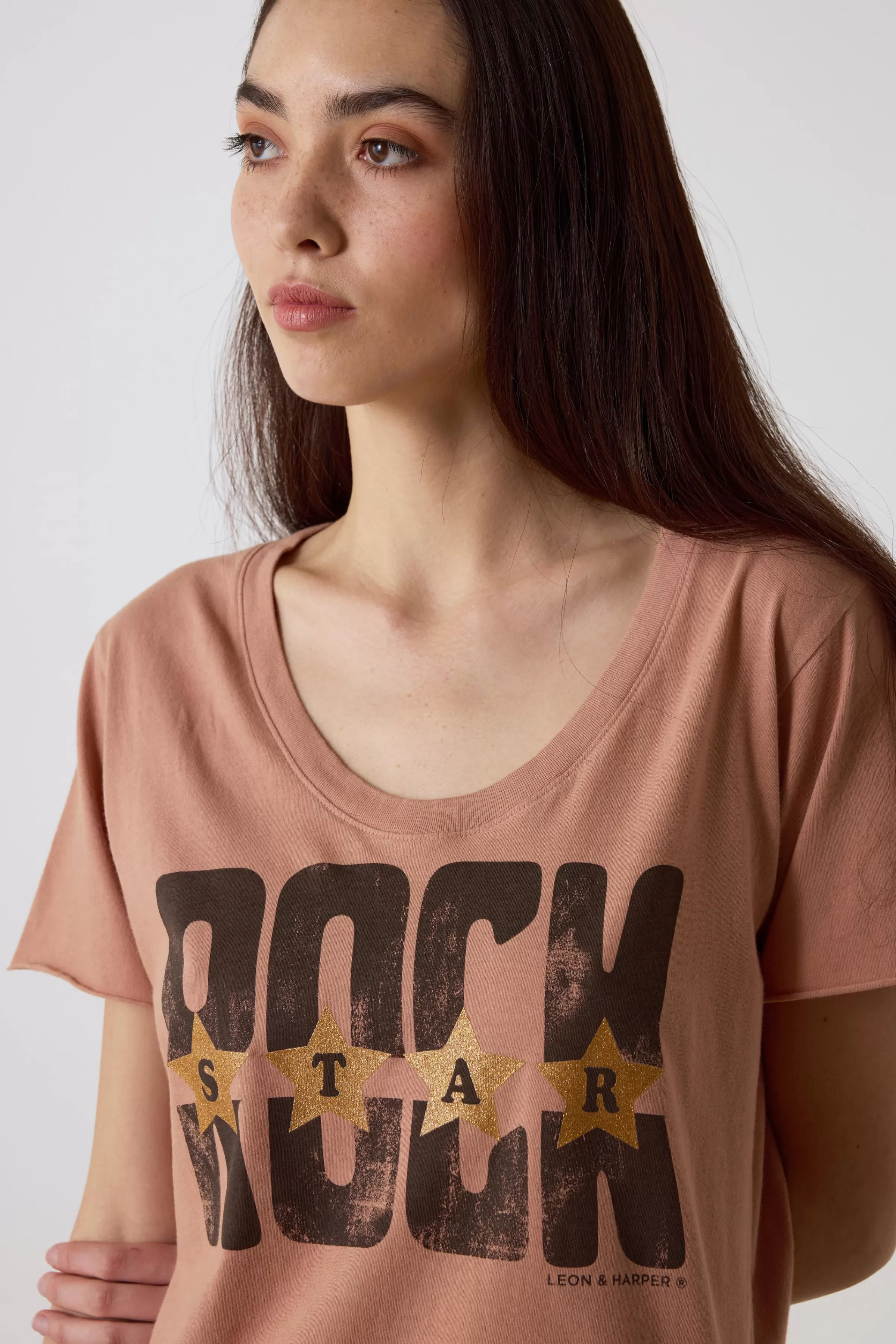 Discount Leon&Harper T-shirt Tizia Stars Peach