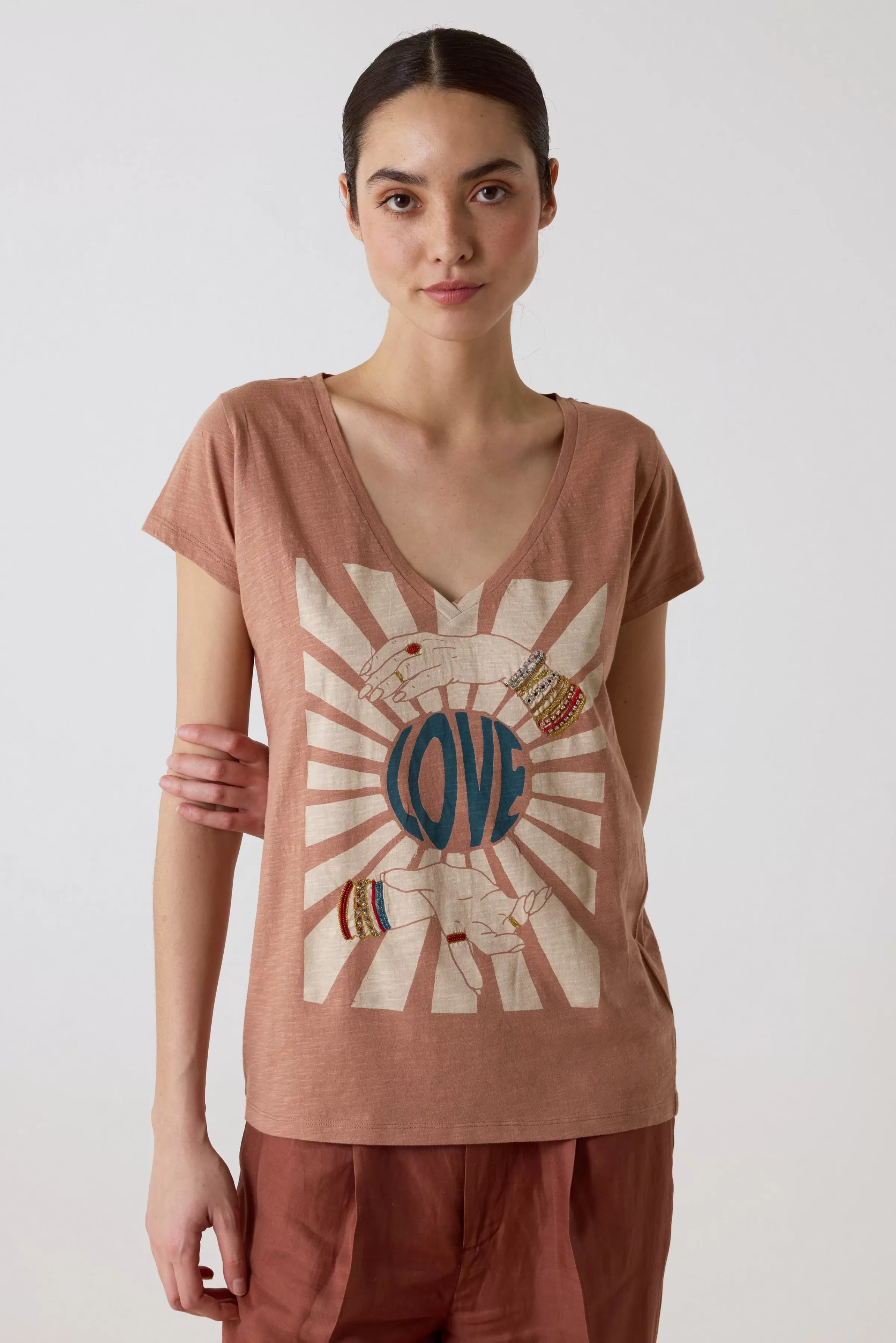 Shop Leon&Harper T-shirt Tonton Bohem Peach