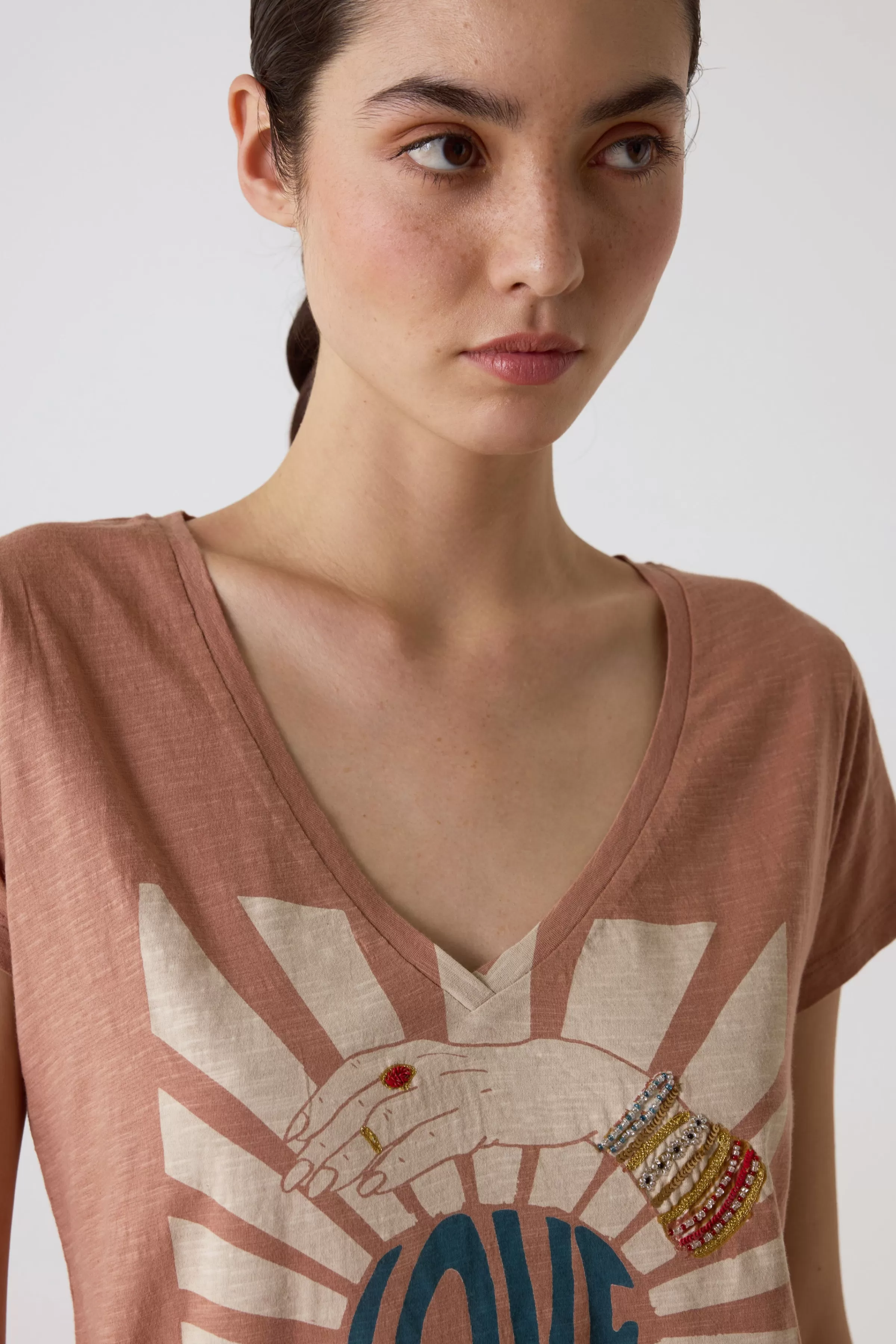 Shop Leon&Harper T-shirt Tonton Bohem Peach