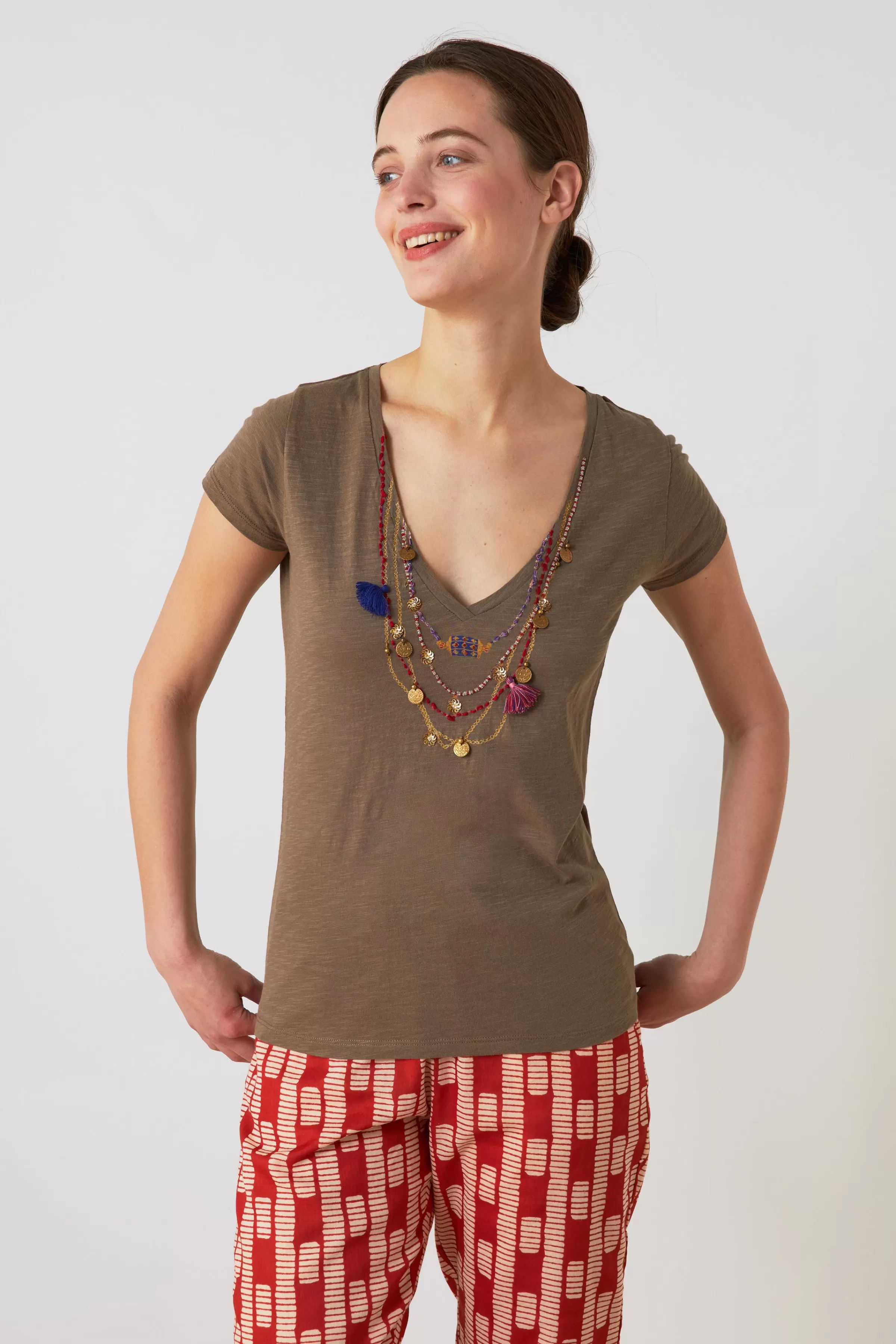 Shop Leon&Harper T-shirt Tonton Medail Khaki