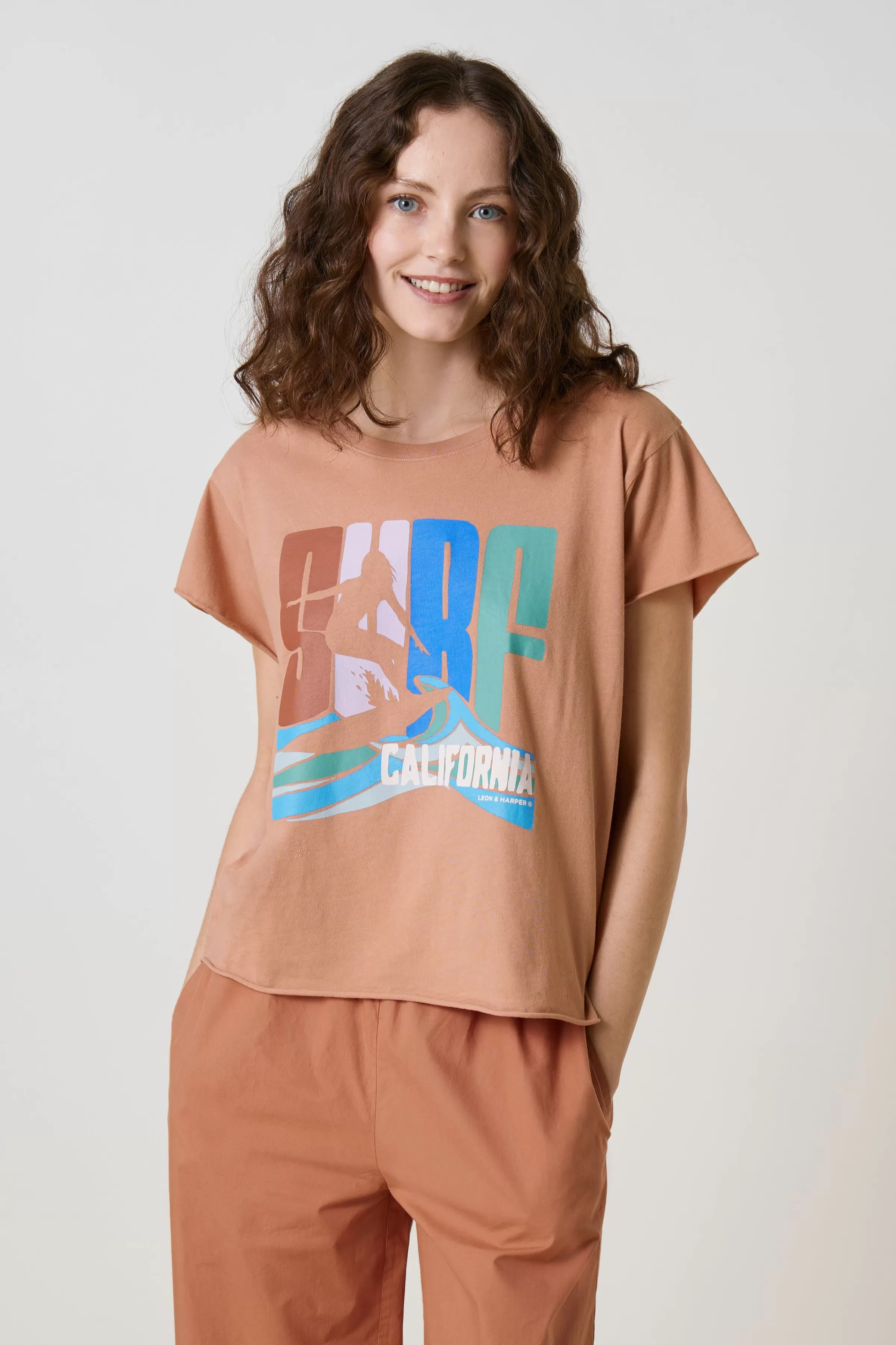 Cheap Leon&Harper T-shirt Tulum Surf Peach