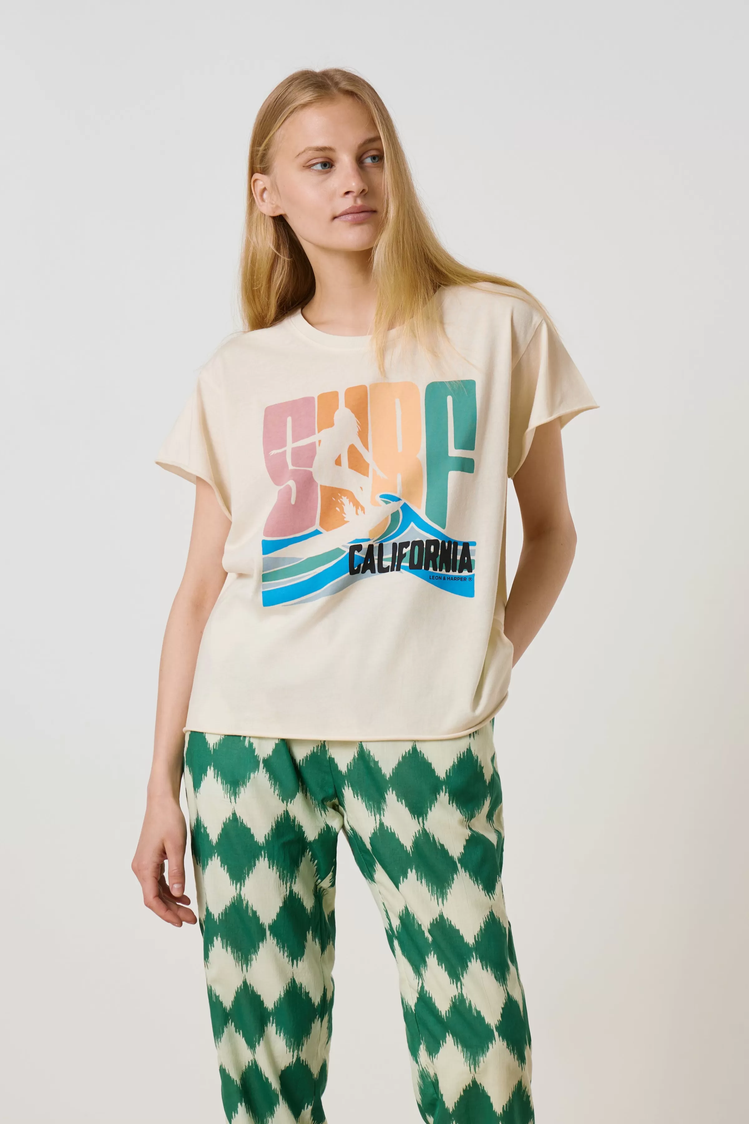 Discount Leon&Harper T-shirt Tulum Surf Off white